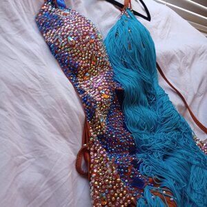Blue Latin/rhythm/country dance competition dress!!! Depop